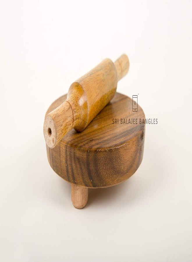 Sri Balajee Bangles Eco-Friendly Wooden Rural Kitchen Toy Play Set for Kids Girls (Multicolored) (Kids_Chakla_belan) - Image 2